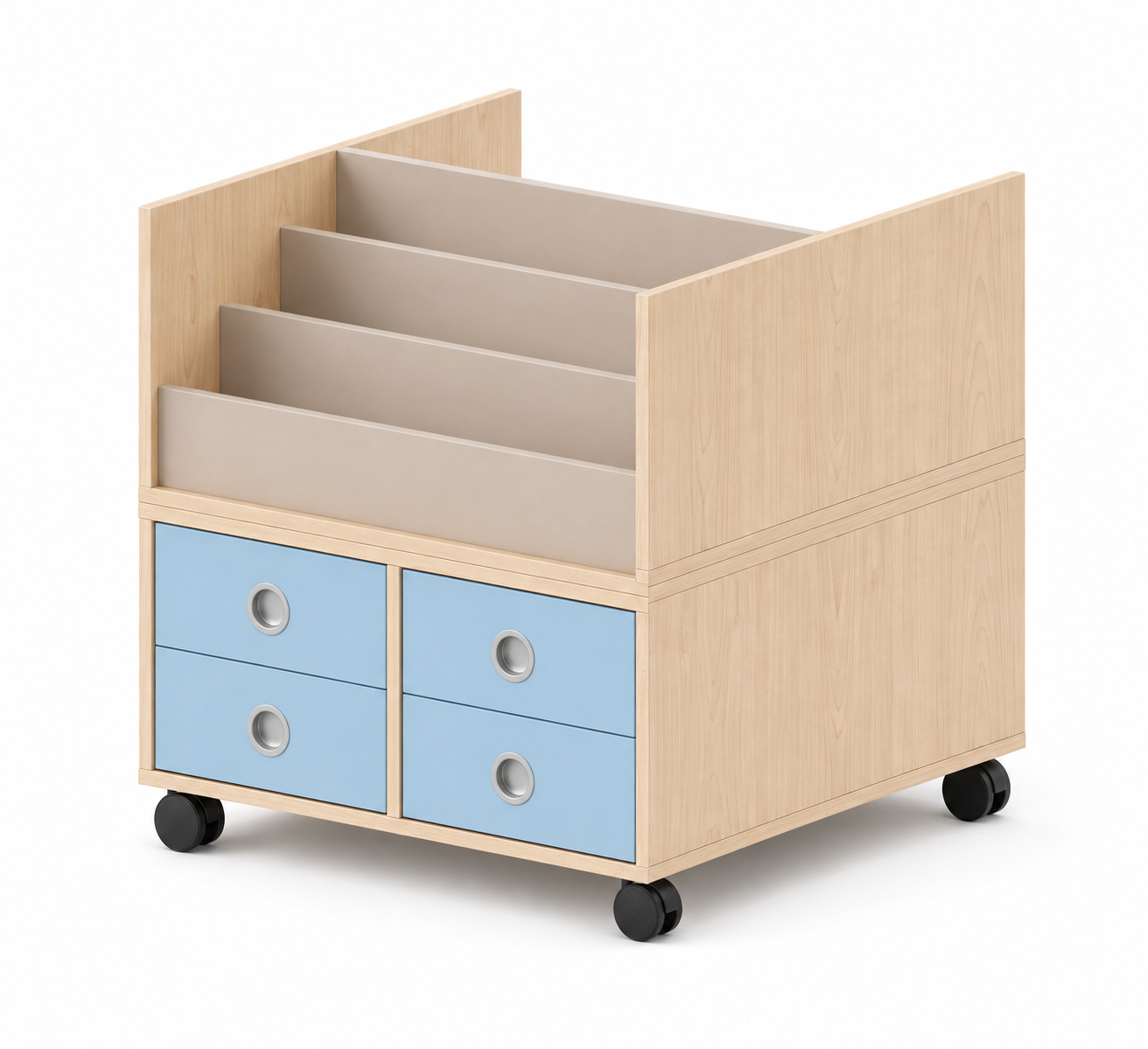 Büchertreppe | zweiseitig mit 5 Stufen und Schubladen - smart | 80 x 84 x 80 cm