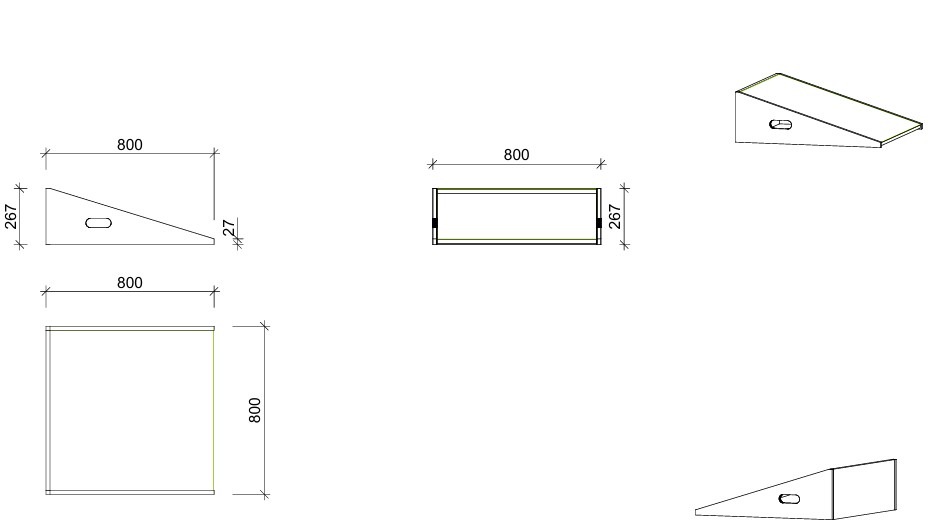 Podestmodul | Rampe 8080 -  mittel | 80 x 27 x 80 cm