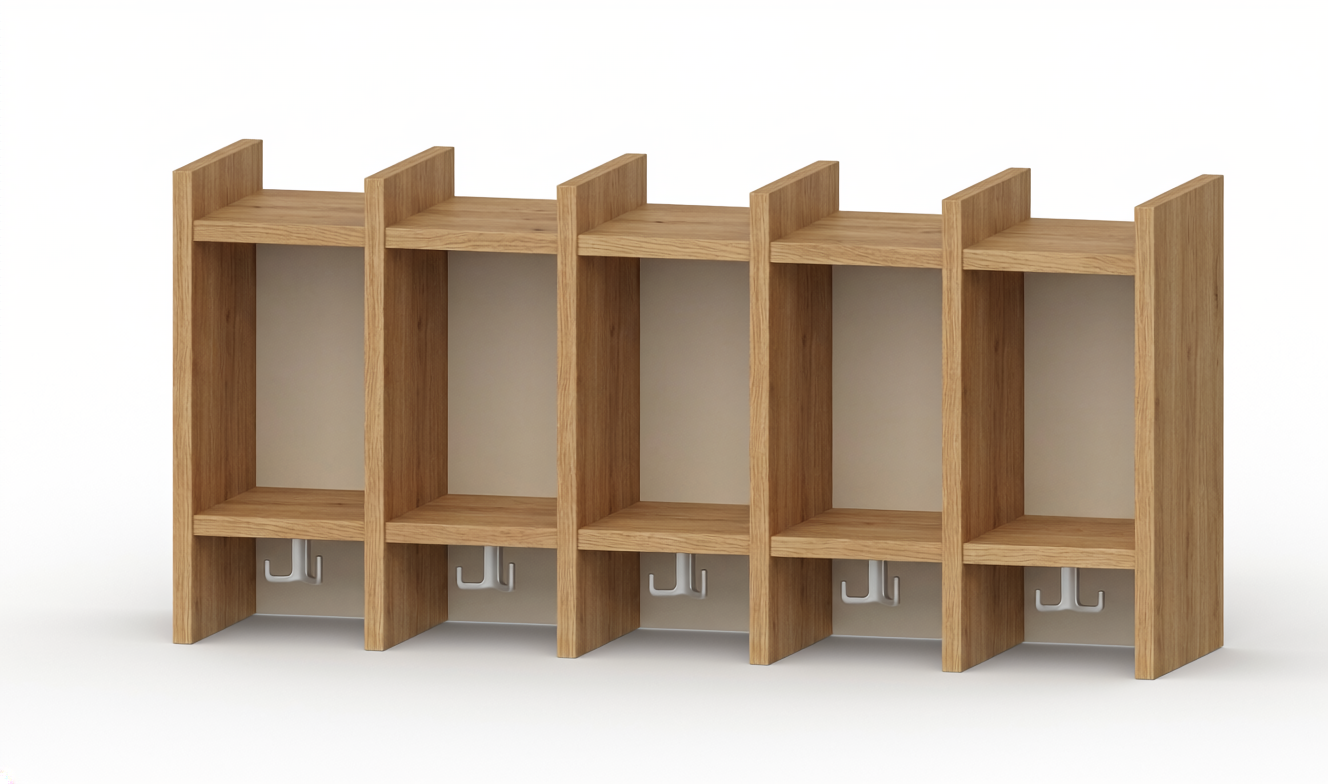 Garderobenablage | 5 Plätze -  Basic | 102 x 48 x 25 cm