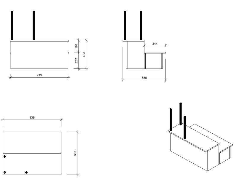 Anziehpodest | mit 2 Stufen – Basic | 100 × 46 × 98 cm
