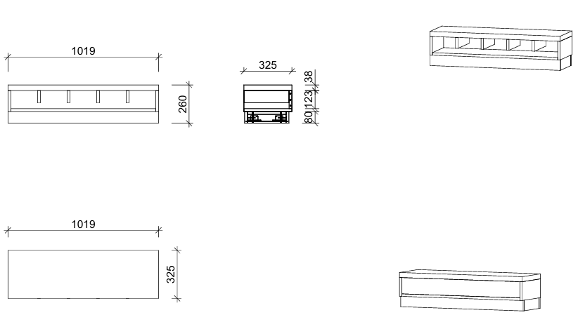 Garderobenbank | mit Sockel -  5 Plätze | 102 x 26 x 33 cm