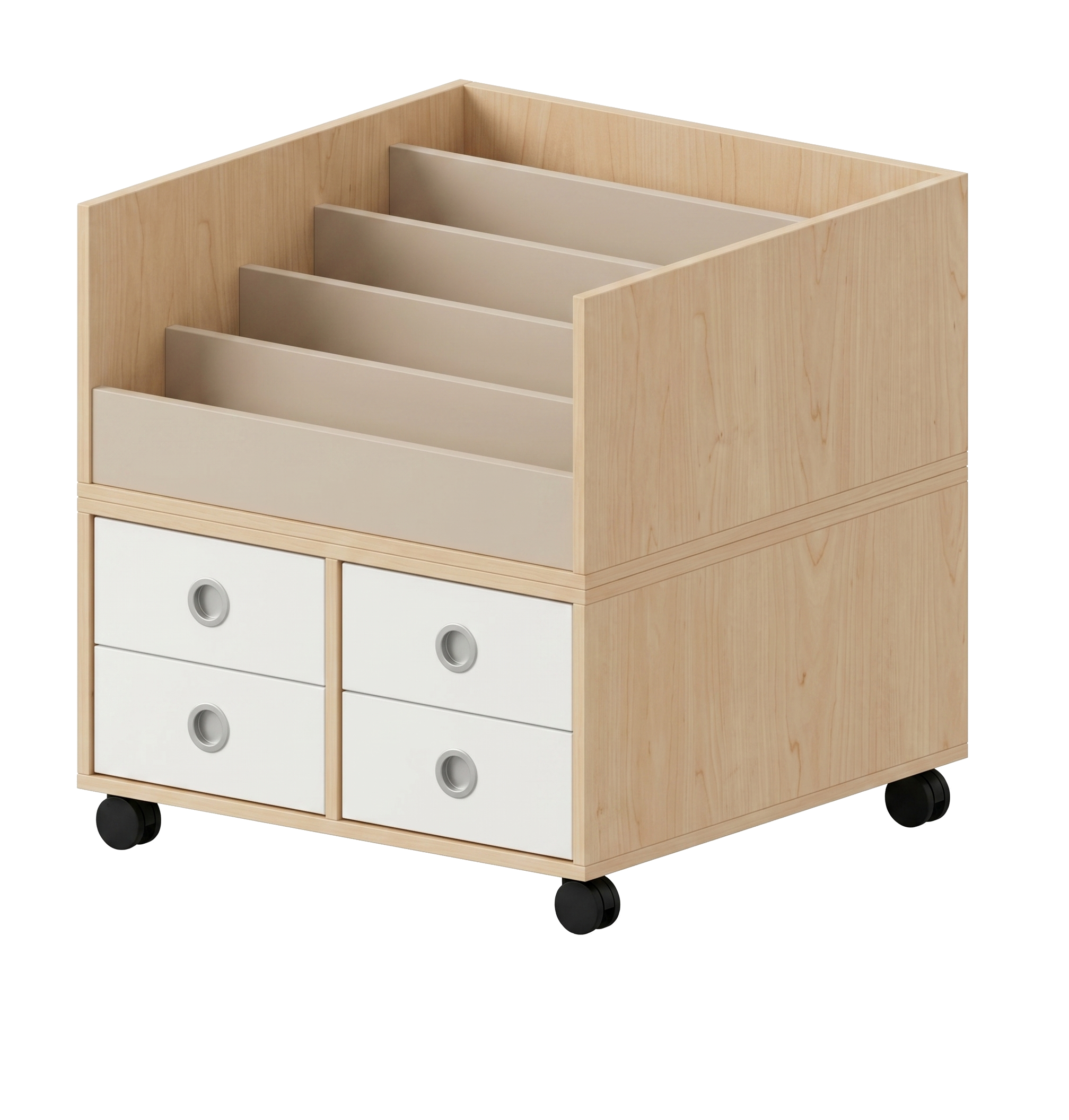 Büchertreppe | einseitig mit 5 Stufen und Schubladen - basic | 80 x 84 x 80 cm