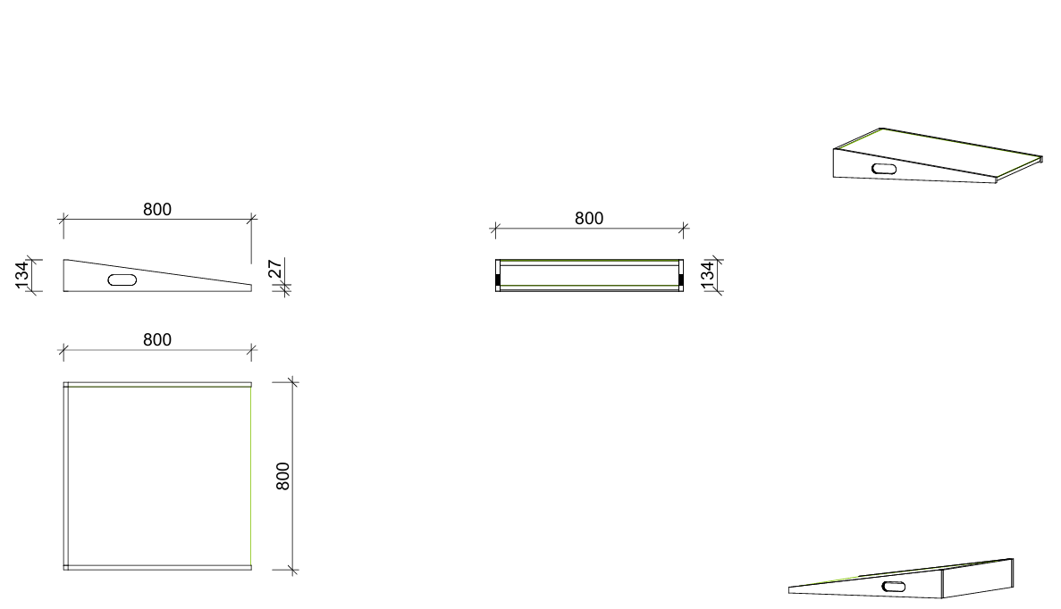 Podestmodul | Rampe 8080 -  niedrig | 80 x 13 x 80 cm