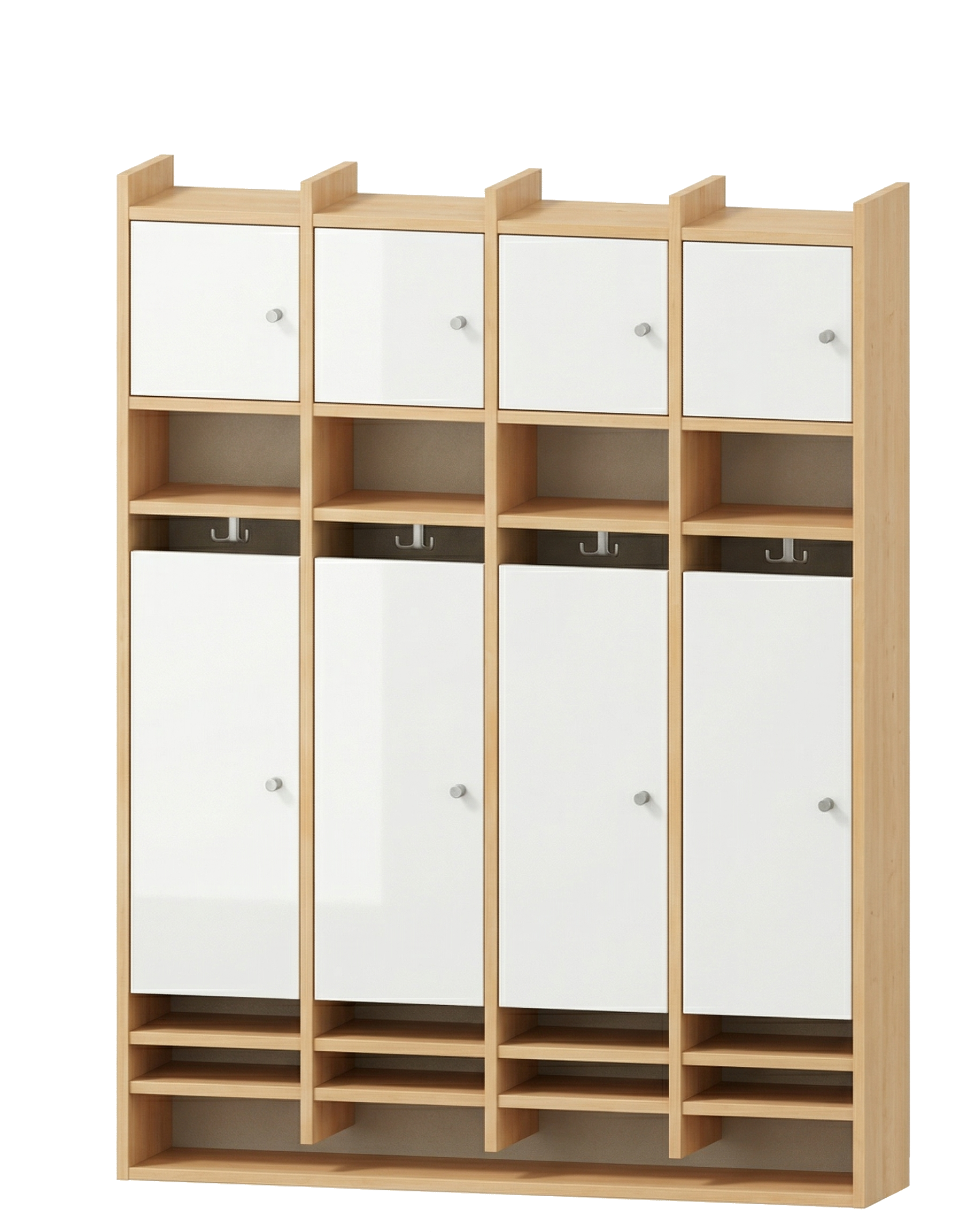 Spindgarderobe | 4 Plätze und Türen links | 122 x 161 x 25 cm