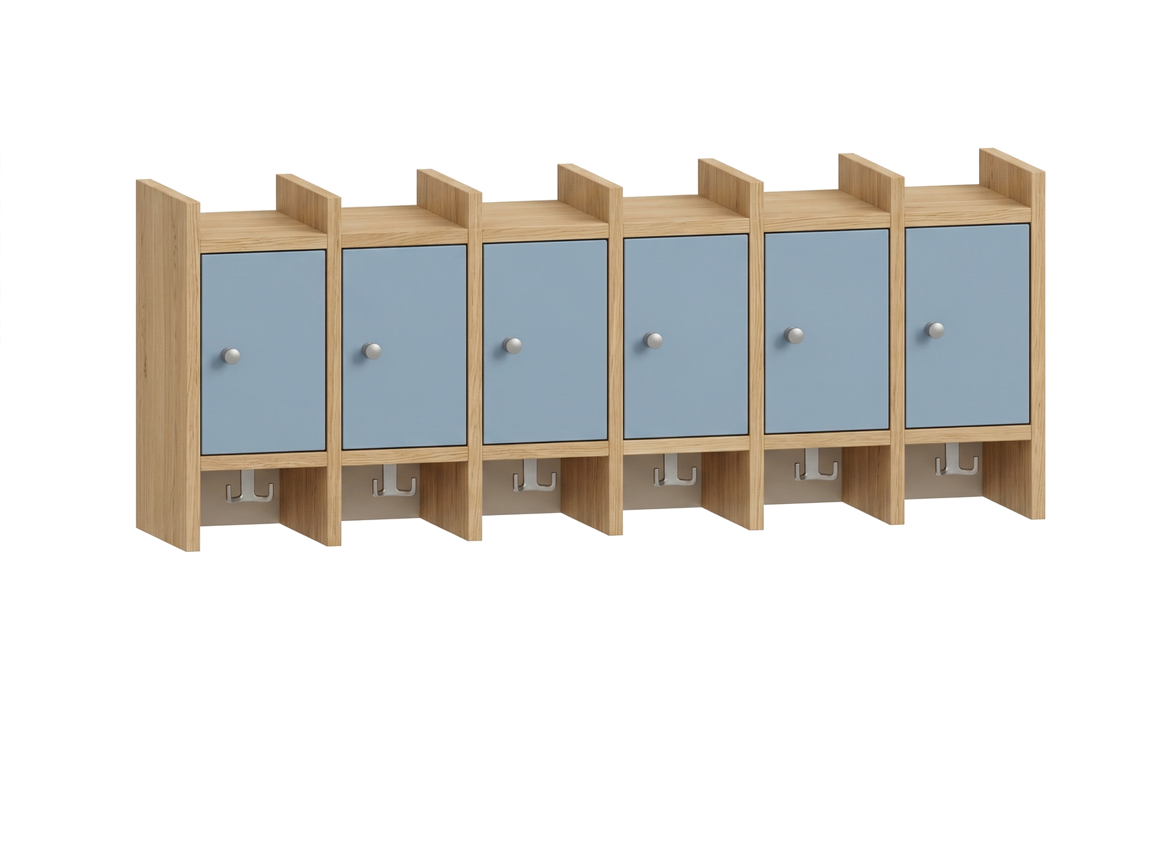 Garderobenablage | 6 Plätze und Tür rechts -  Basic | 122 x 48 x 25 cm