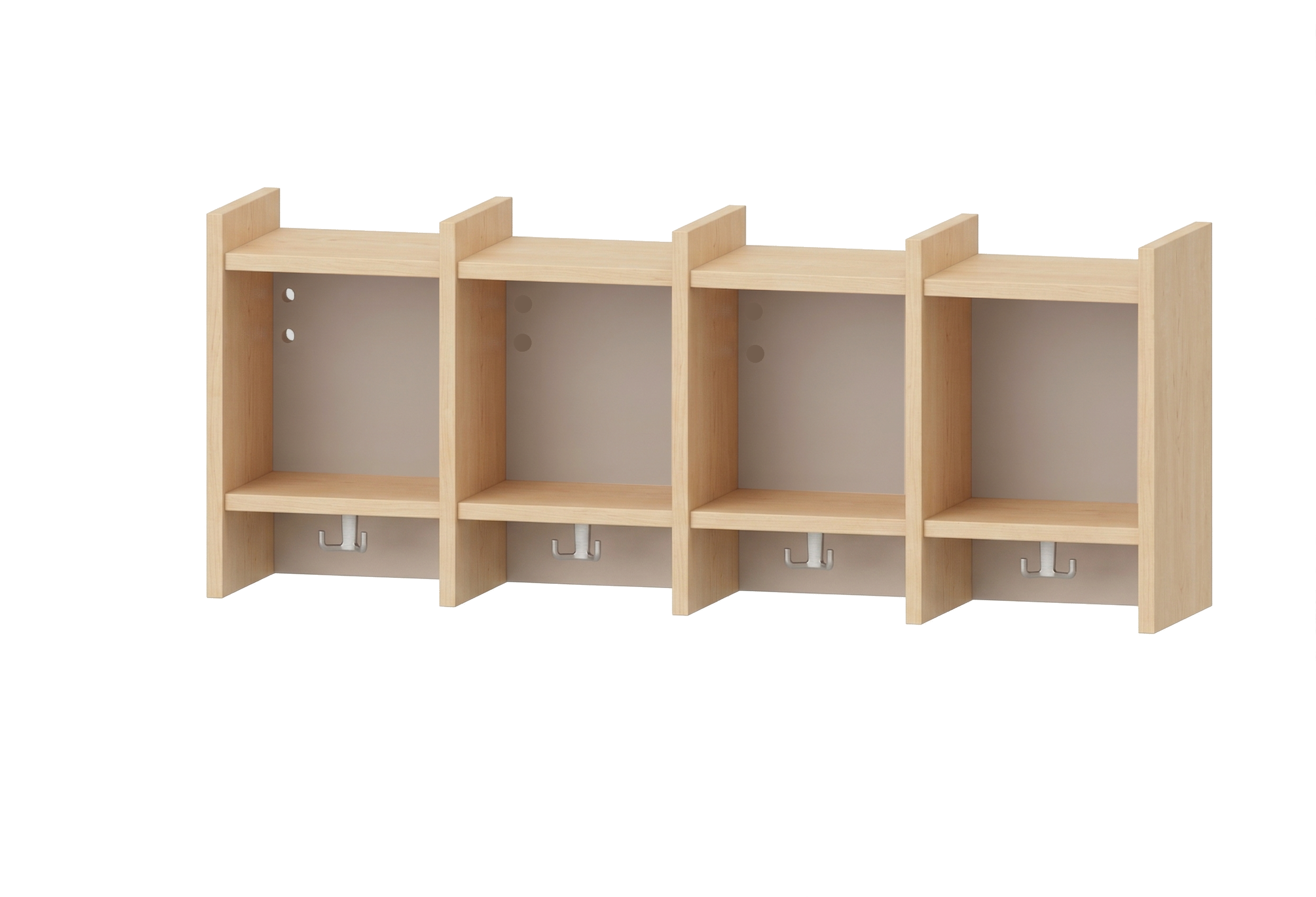 Garderobenablage | 4 Plätze -  basic | 122 x 48 x 25 cm